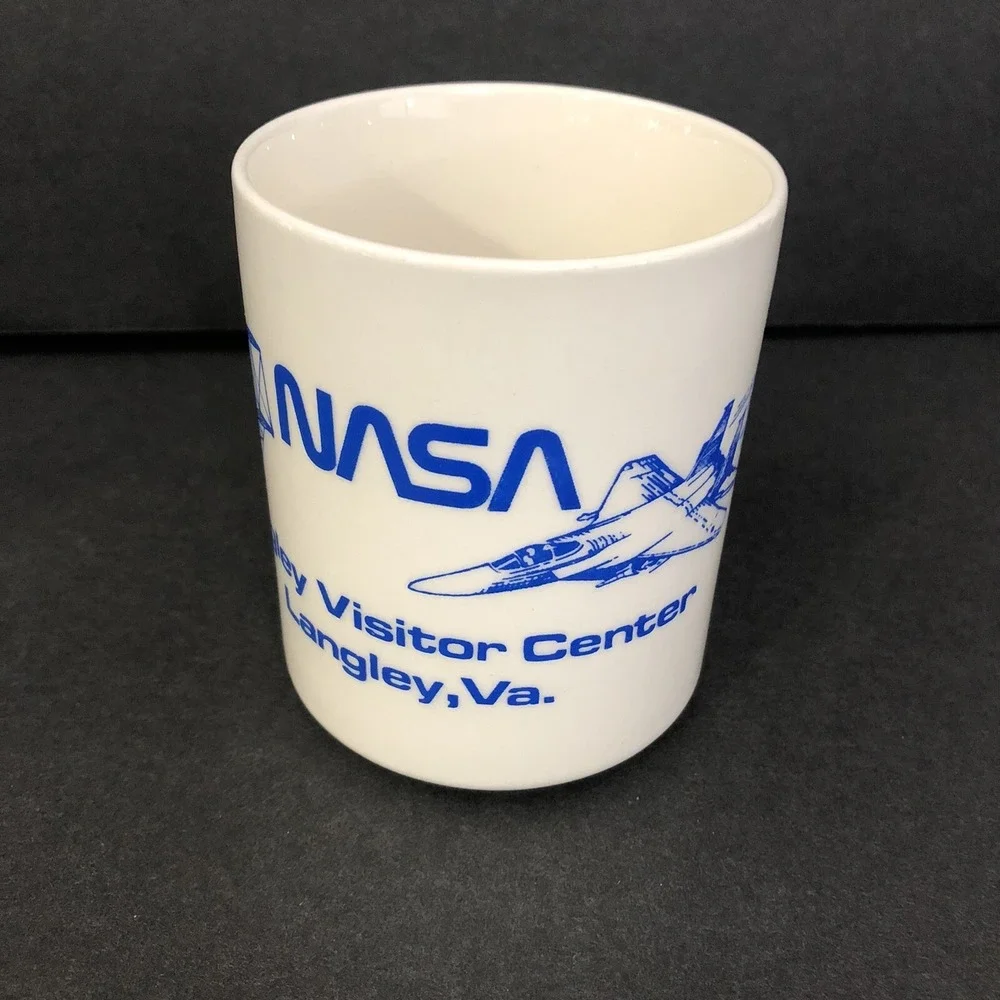 Vintage NASA Langley Visitor Center Hampton VA Coffee Mugs Cups Space Set of 2